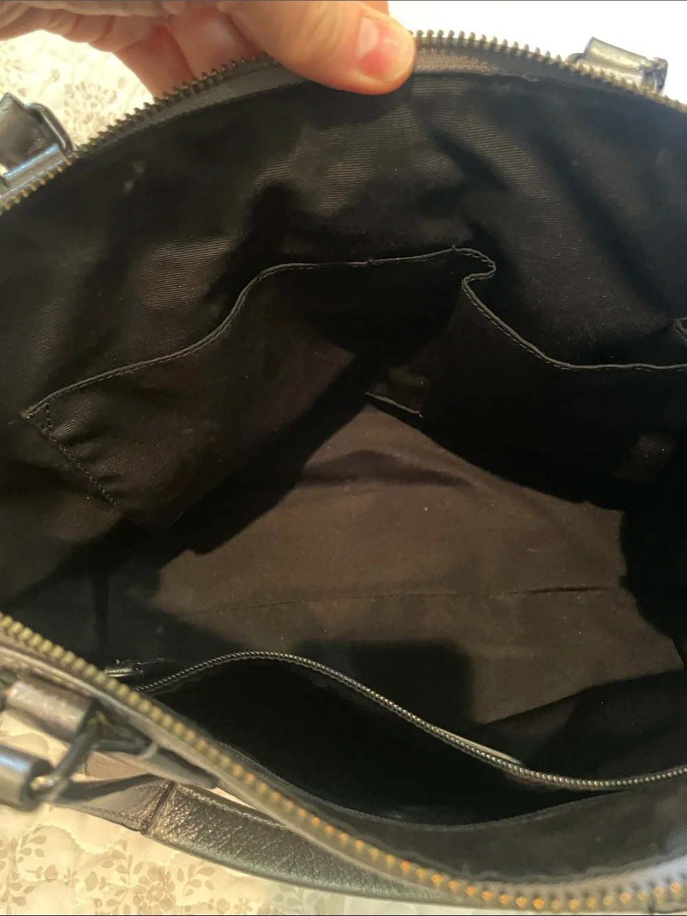 Coach Metallic Pewter Leather Shoulder Bag